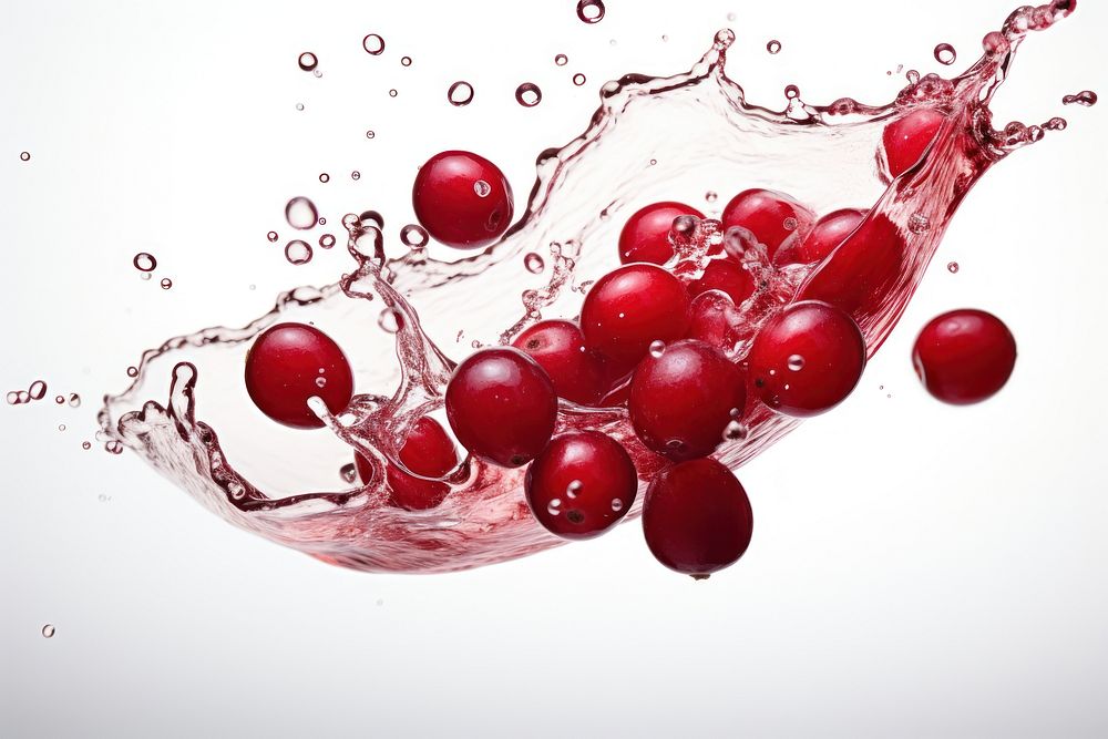 Cranberry with splash falling cherry plant.