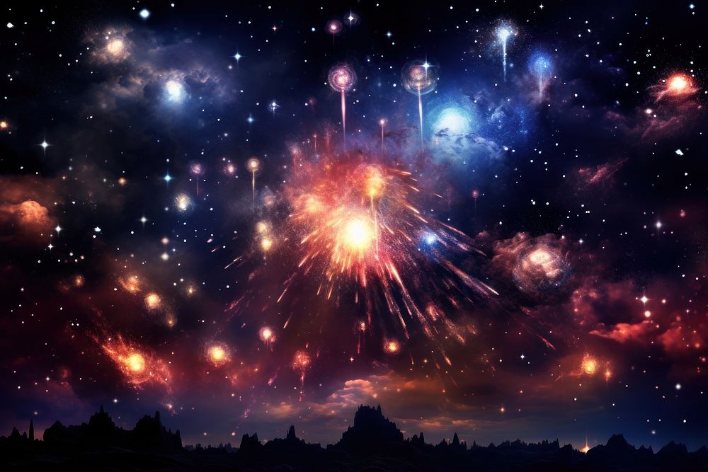 Fireworks space astronomy universe.