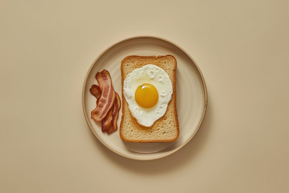 Bread plate egg breakfast.