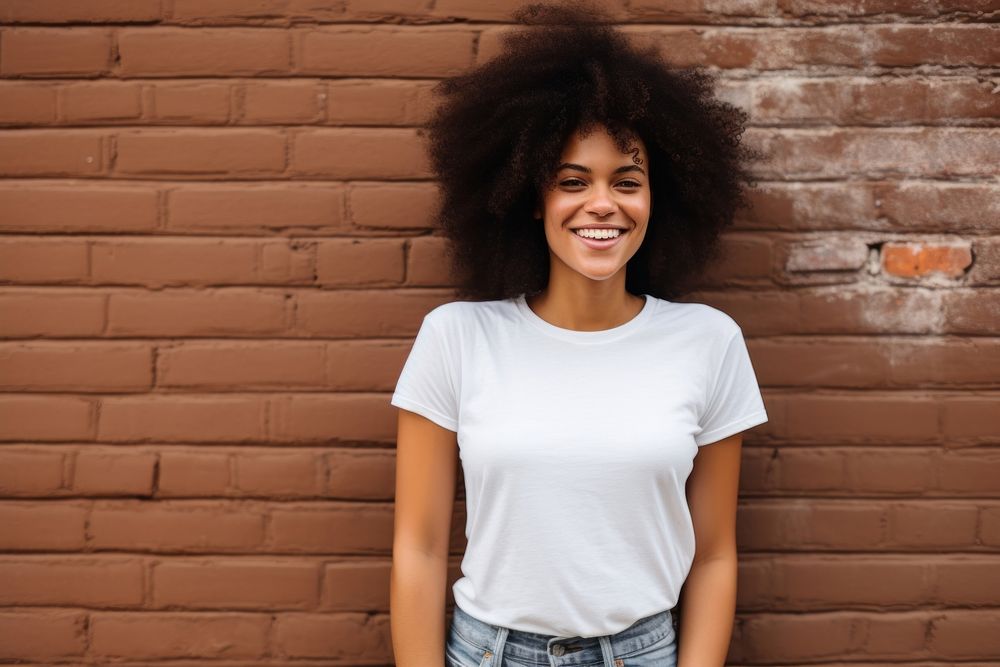 Black woman laughing t-shirt brick.