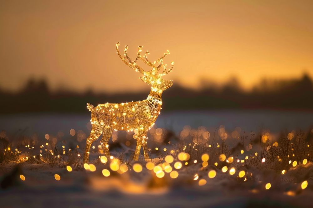 Reindeer solar lights christmas wildlife outdoors.