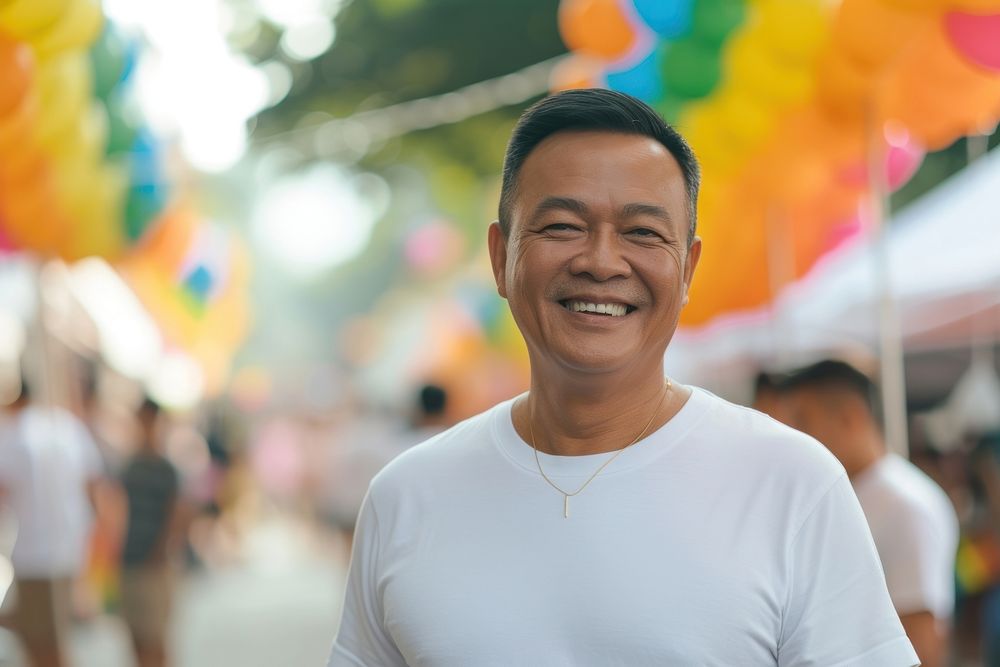 South east asian middle age men standing smiling portrait adult pride.