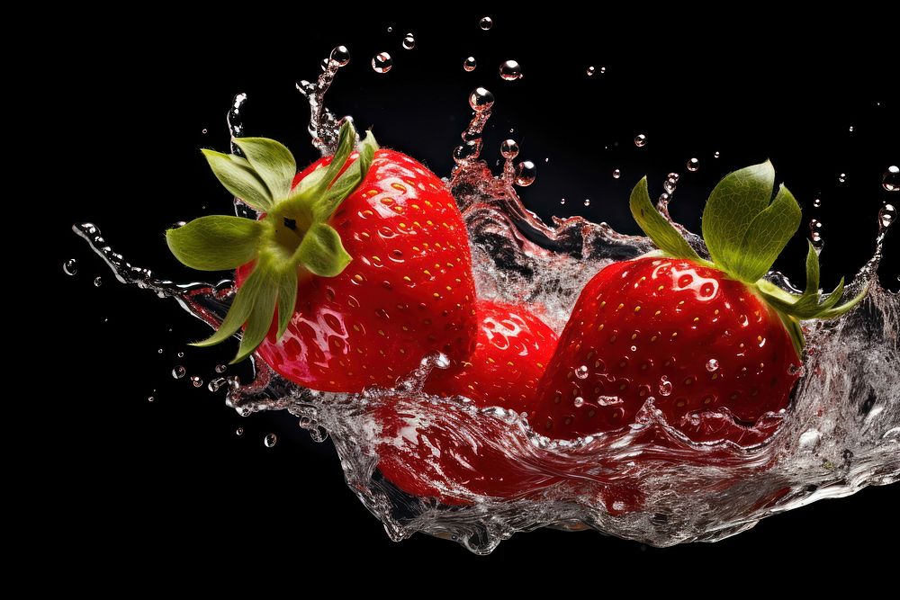 Strawberry with splash fruit plant food.
