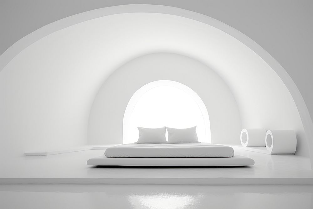Bedroom white furniture architecture.