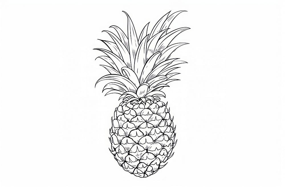 Pineapple outline sketch fruit plant food.