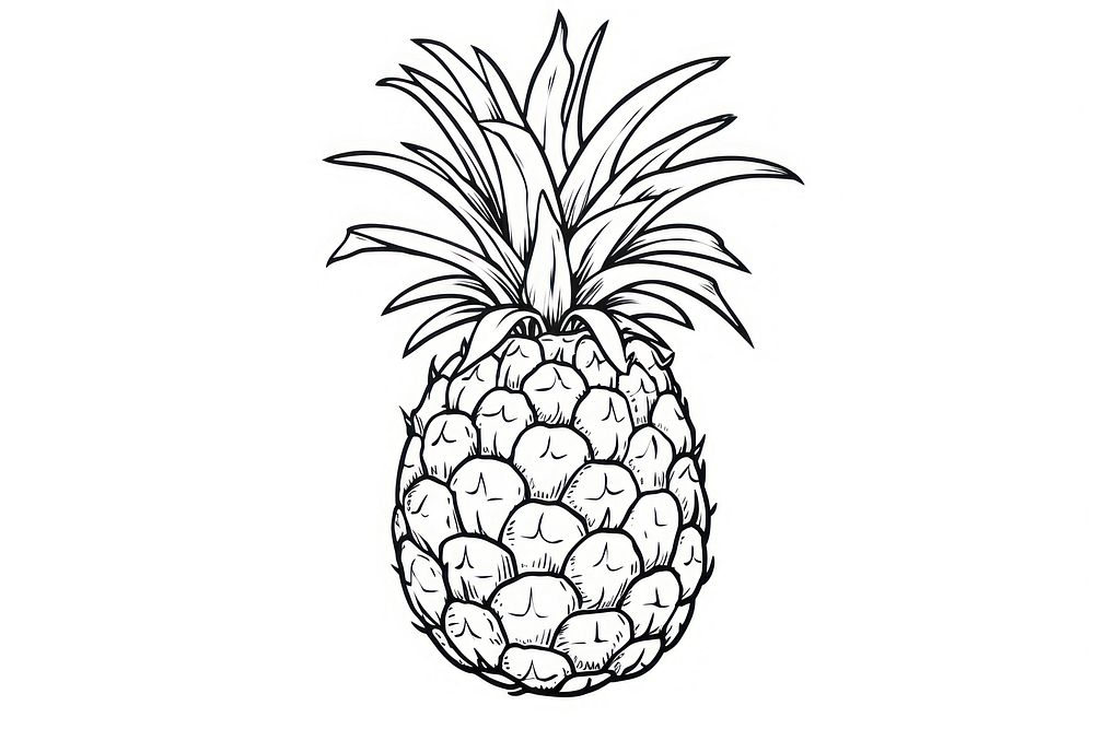 Pineapple outline sketch fruit plant food.