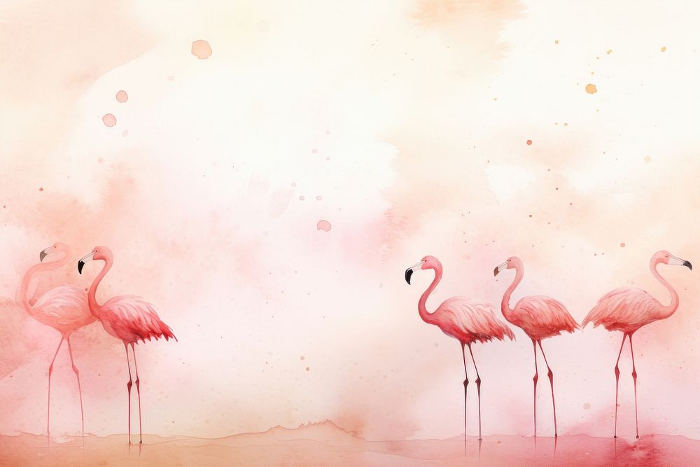 Pink flamingos watercolor background animal bird spoonbill.