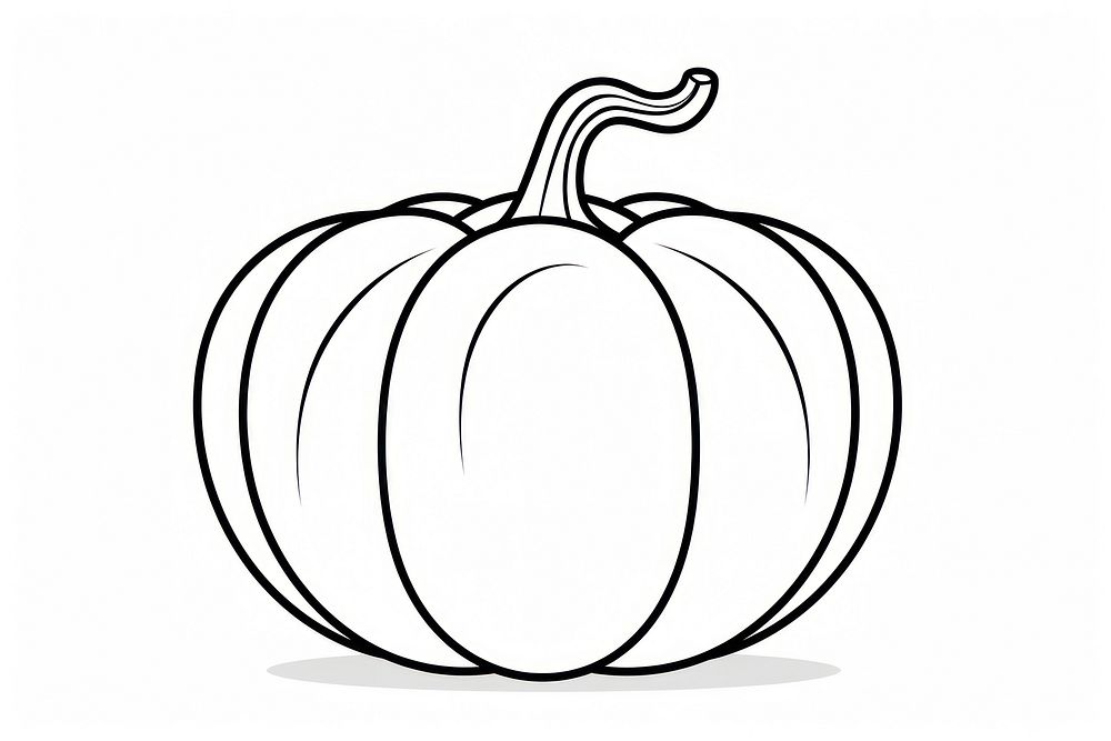 Pumpkin outline sketch vegetable plant food.