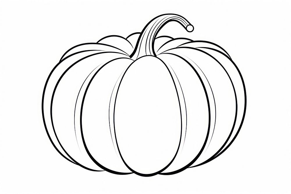 Pumpkin outline sketch vegetable gourd plant.