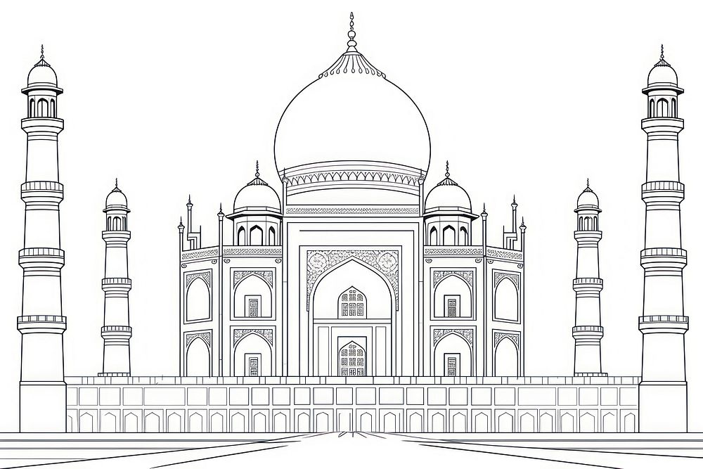 Ramadan outline sketch architecture building drawing.