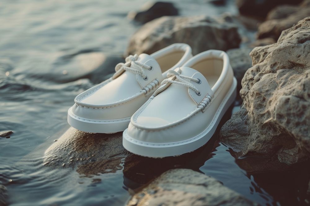 Fisherman shoe footwear white watercraft.
