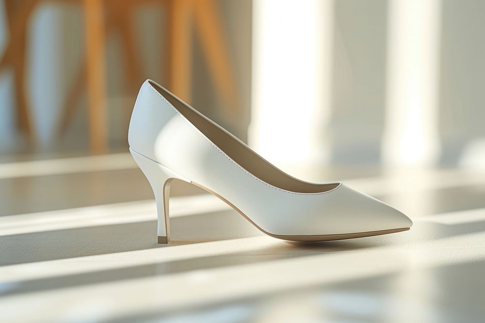 Kitten heels shoe footwear white simplicity.