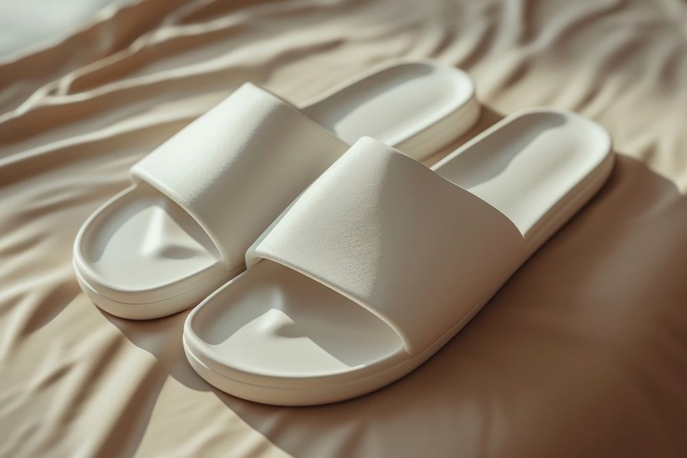Slide sandals shoe flip-flops footwear white.