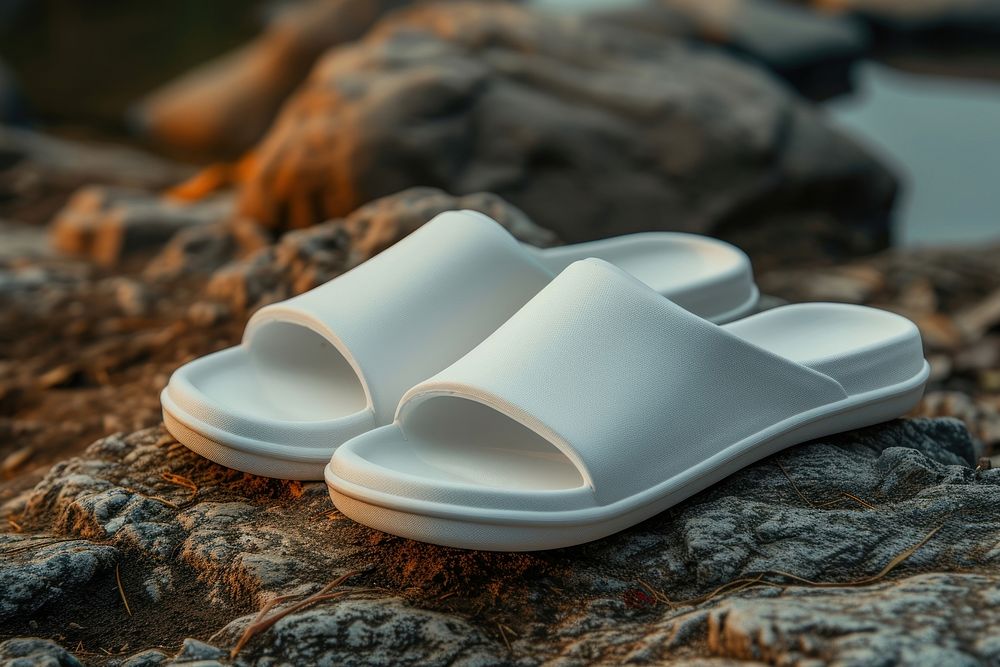Slipper shoe footwear white flip-flops.