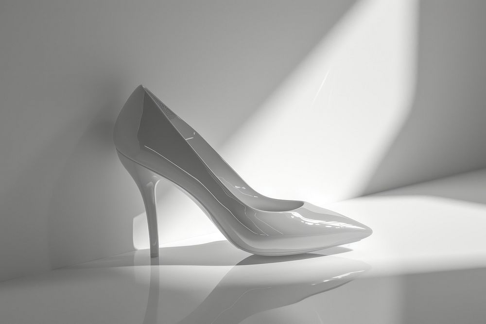 Stiletto shoe footwear white monochrome.