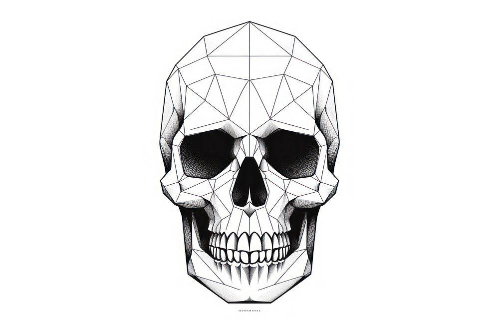 Skull outline sketch drawing illustrated creativity.