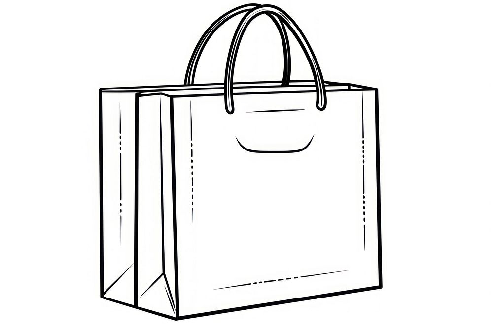 Shopping bag outline sketch handbag white background consumerism.