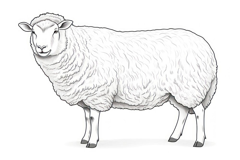 Sheep outline sketch livestock animal mammal.