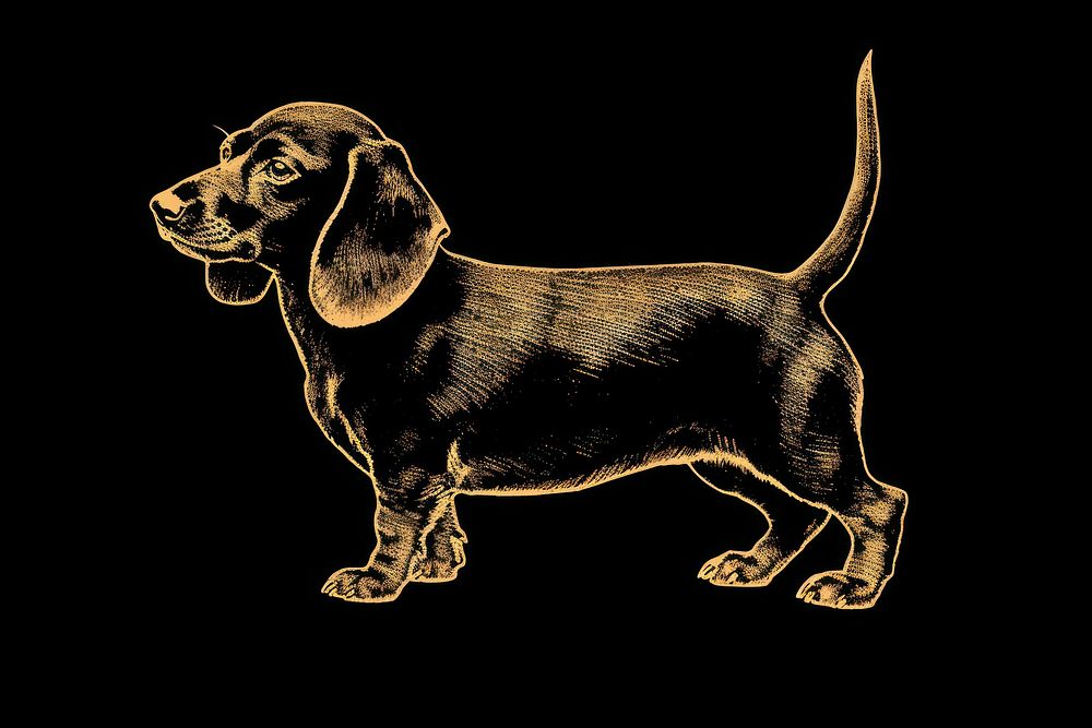 Silkscreen of a daschund animal mammal beagle.