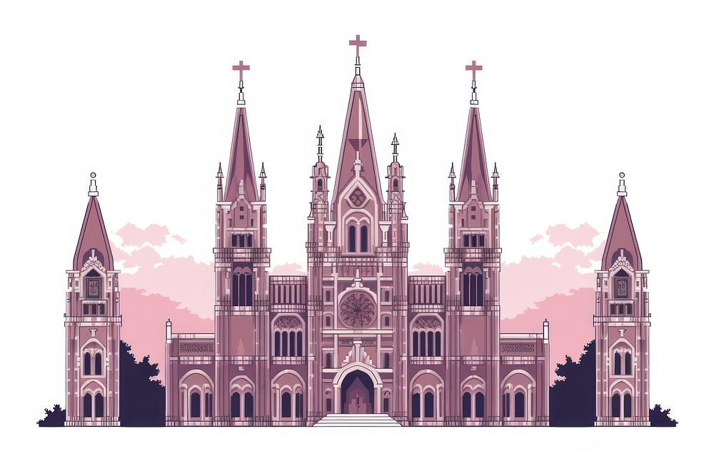 Gothic architecture pixel building spire tower.