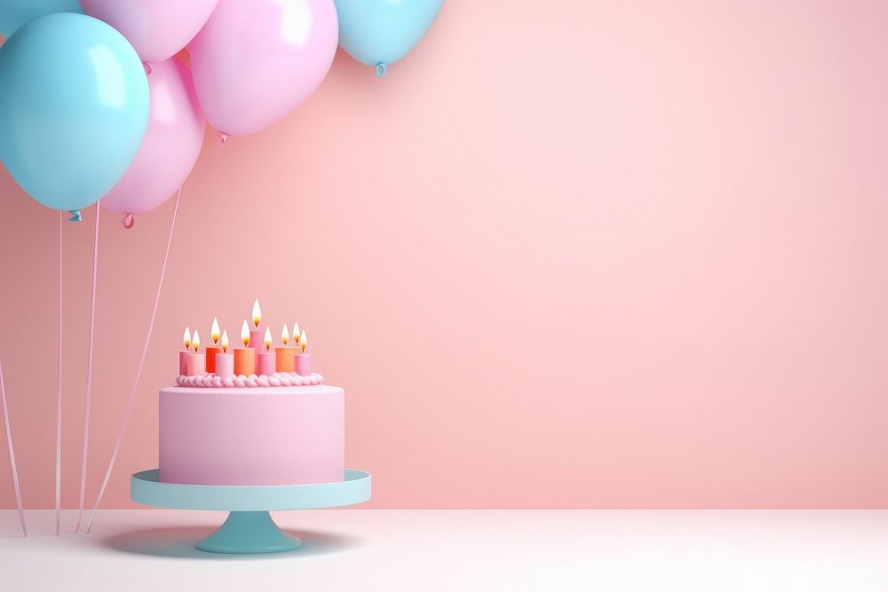 Happy birthday copy space template design cake dessert balloon.