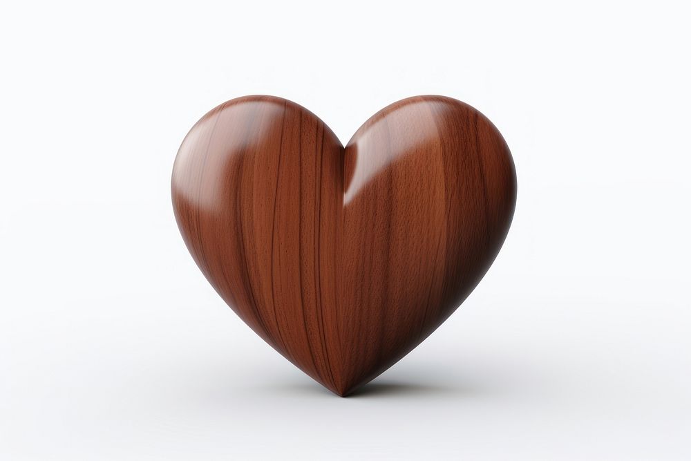 Dark brown heart wood white background accessories.