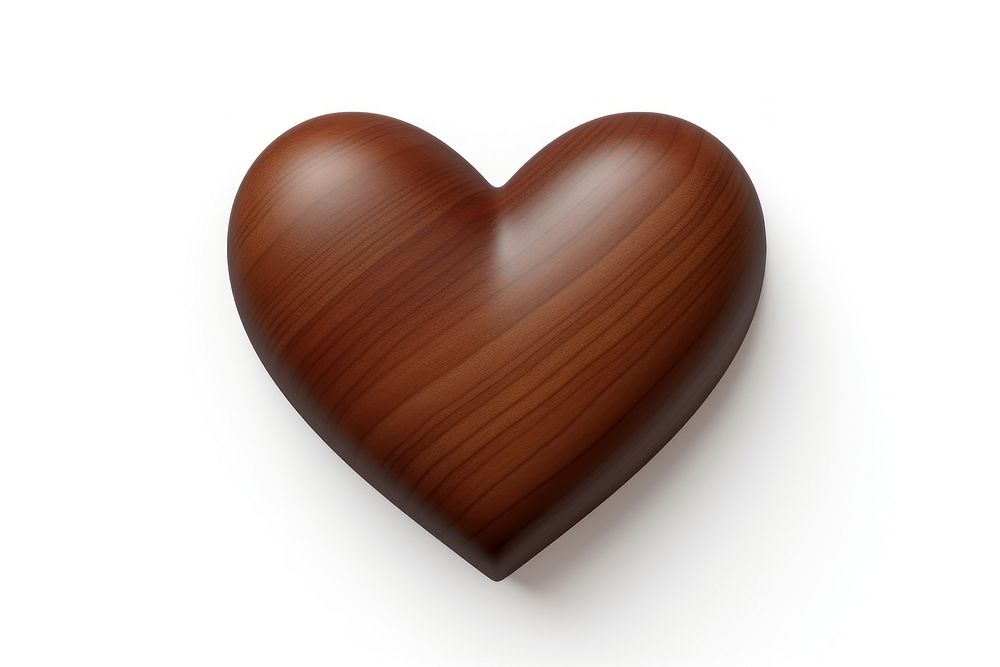 Dark brown heart wood white background accessories.