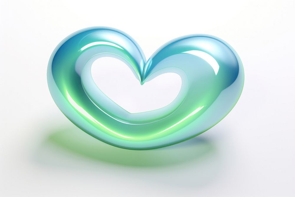 Cute light blue and green heart abstract glowing jewelry.