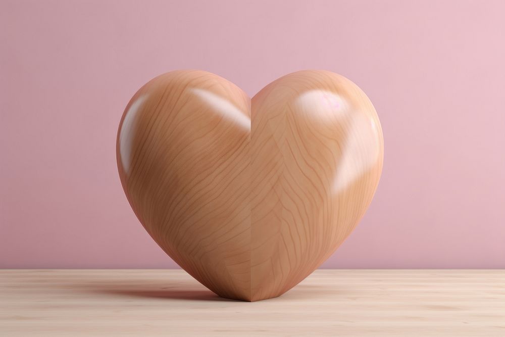 Heart shape pink wood symbol.