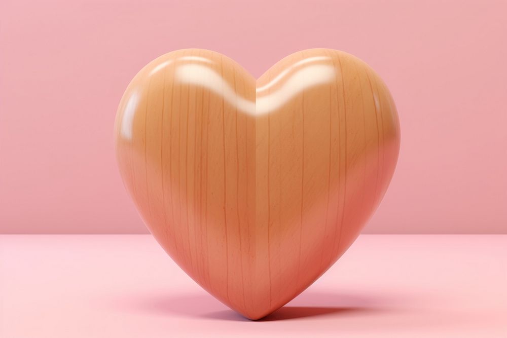 Heart shape pink wood pink background.