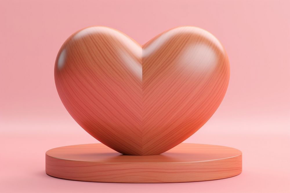 Heart shape pink wood circle.
