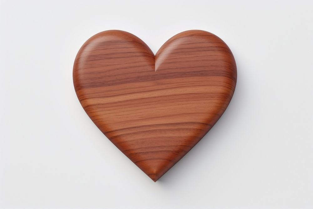 Heart shape wood white background textured.