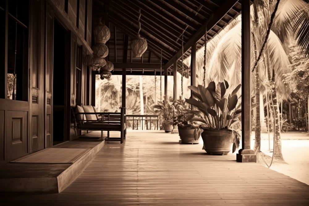 Thailand wooden home style architecture flooring building.