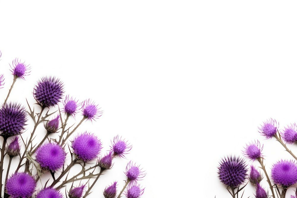 Thistle floral border backgrounds flower purple.