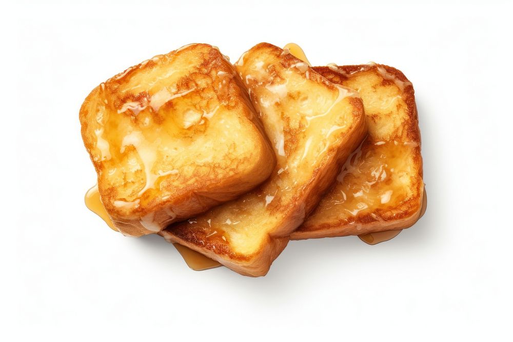 French toast bread food white background.