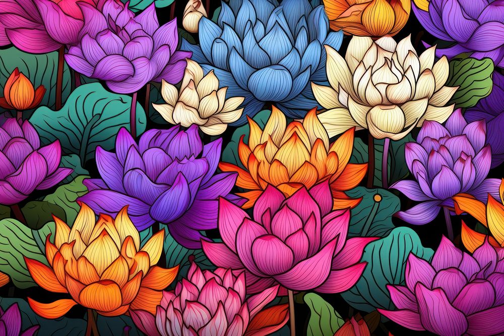 Thai lotus flowers backgrounds pattern purple.
