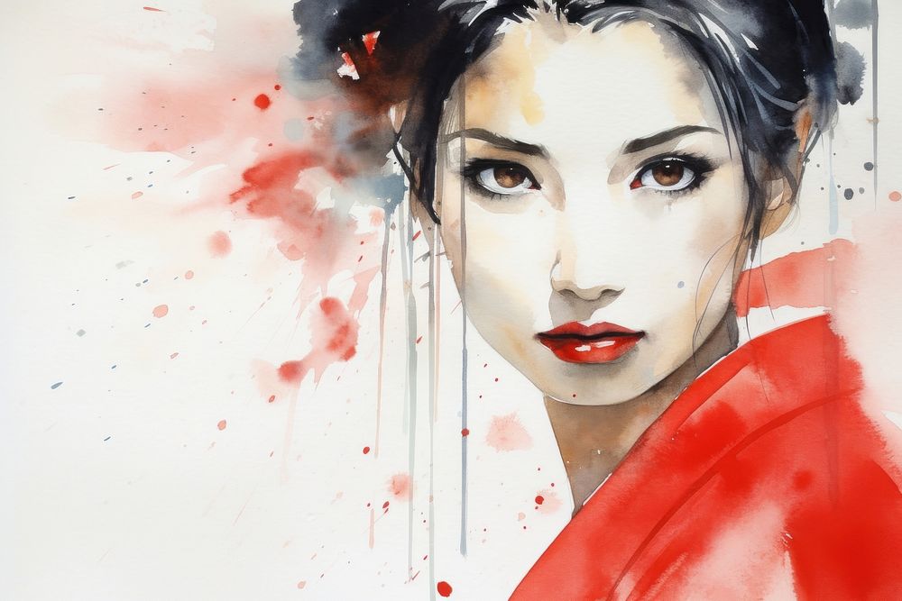 Background geisha portrait painting fashion.