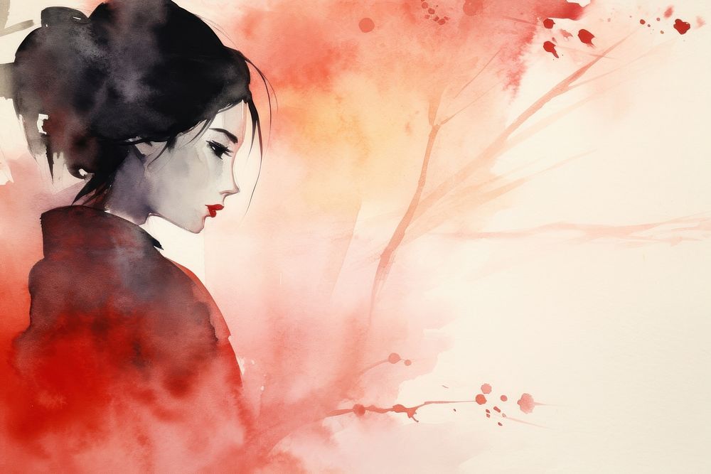 Background geisha portrait painting adult.