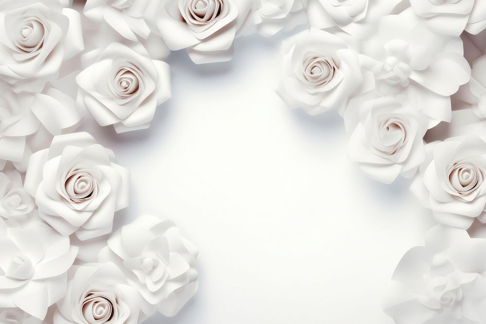 White rose floral border backgrounds flower petal.
