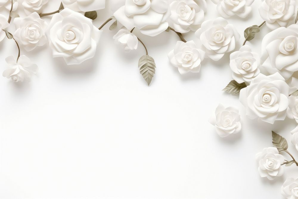 White rose floral border backgrounds pattern flower.