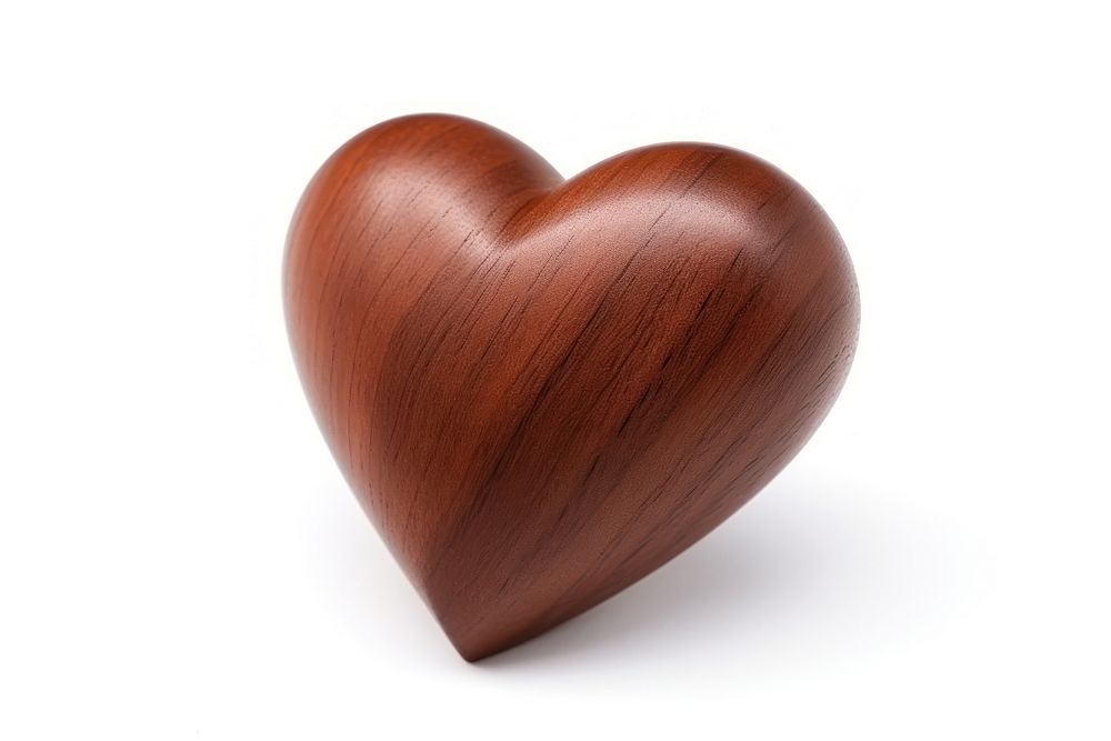 Cute dark brown heart wood white background bonbon.