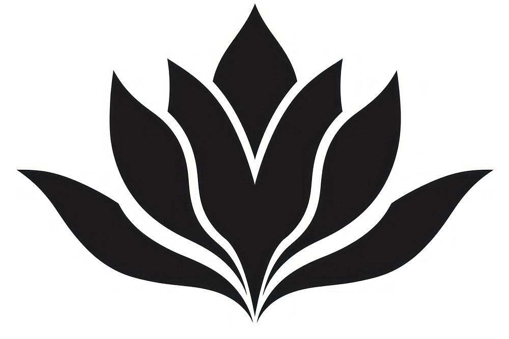 Thai lotus flower black white logo.