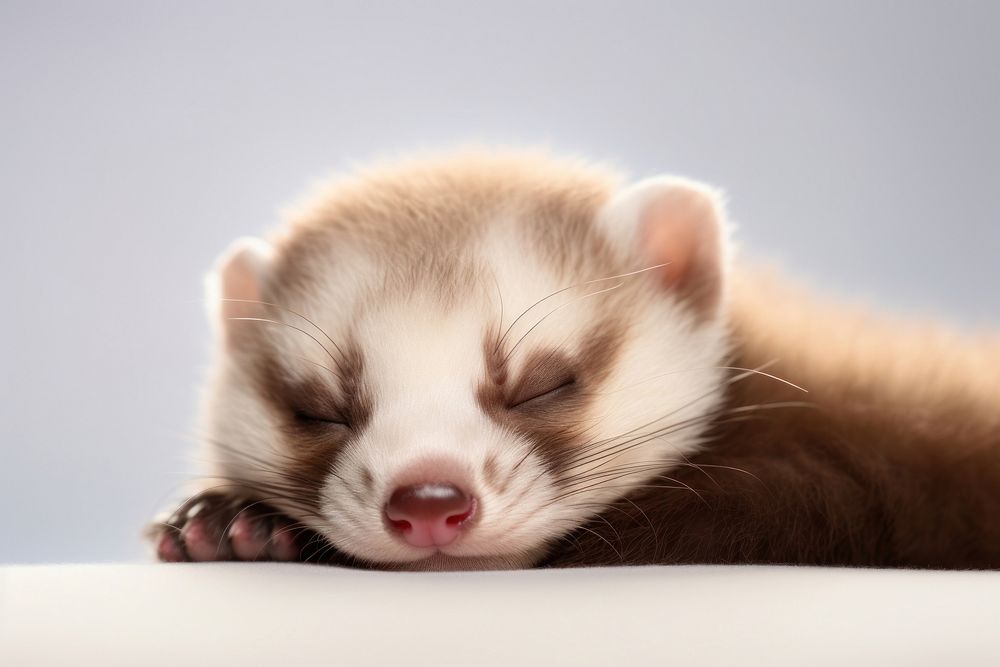 Cute sleep ferret animal mammal mustelinae.