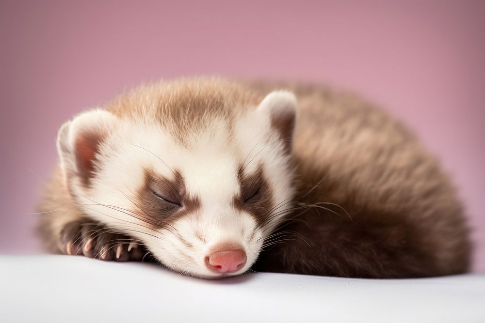Cute sleep ferret animal mammal mustelinae.