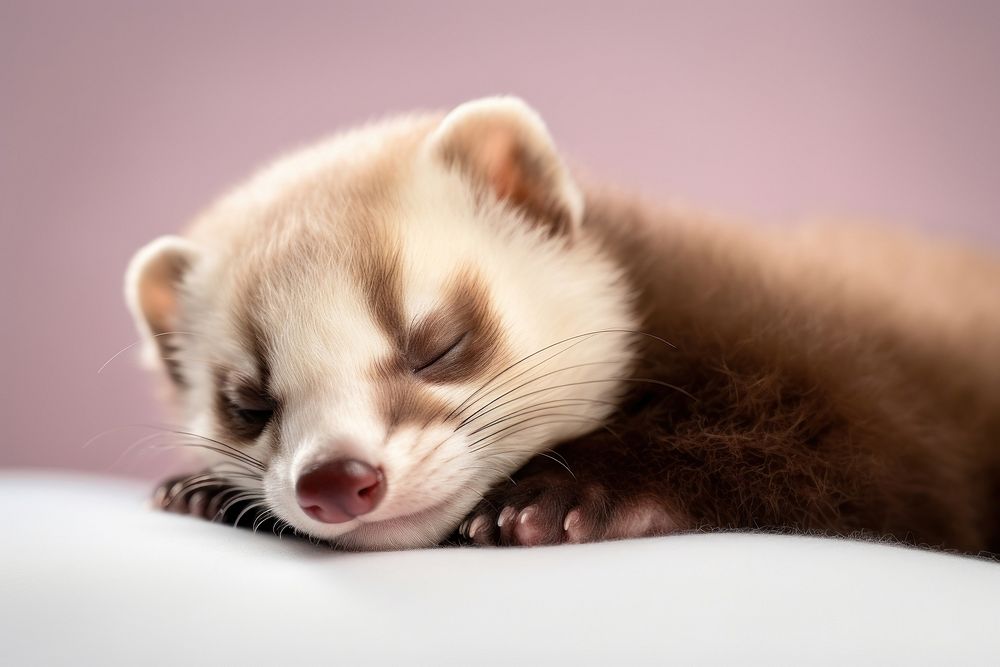 Cute sleep ferret wildlife animal mammal.