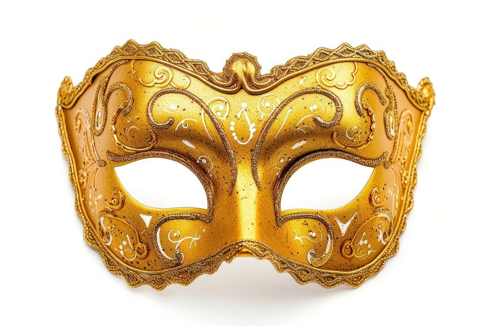 Golden carnival Venetian mask jewelry white background venetian mask.