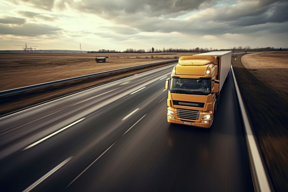 Truck landscape vehicle highway.