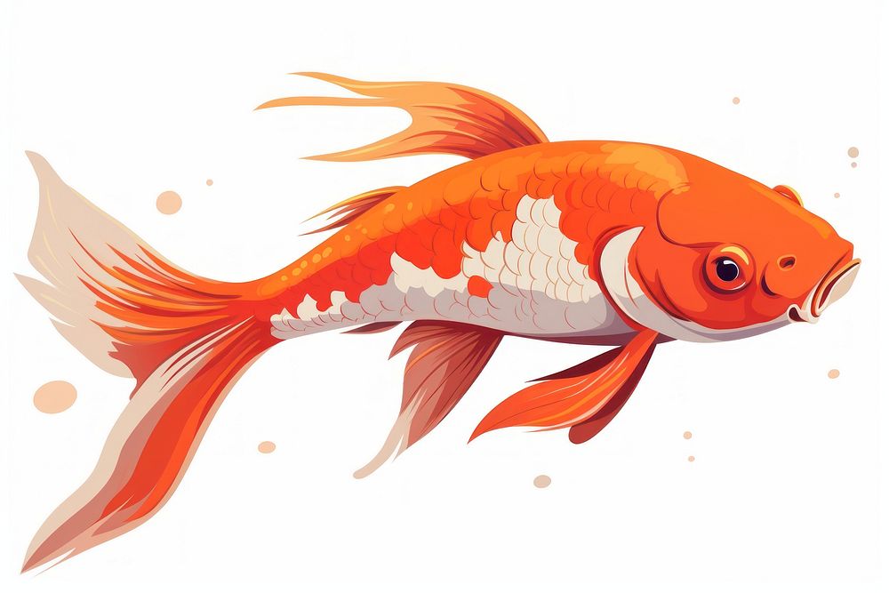 Koi fish goldfish animal white background.