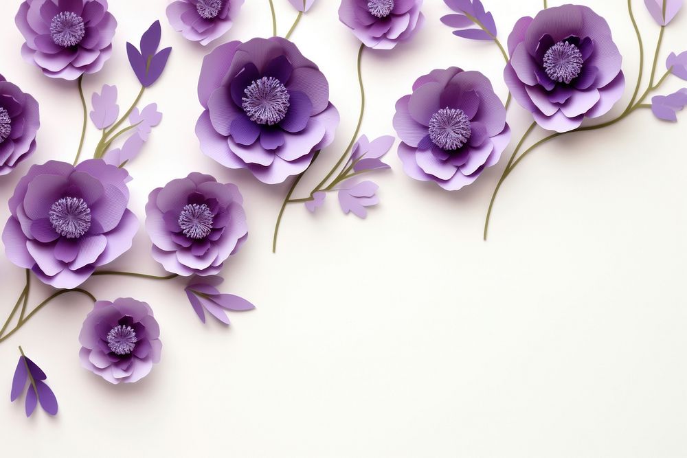 Anemone flower floral border lavender blossom pattern.