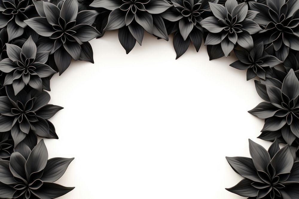 Black flower floral border backgrounds plant white background.